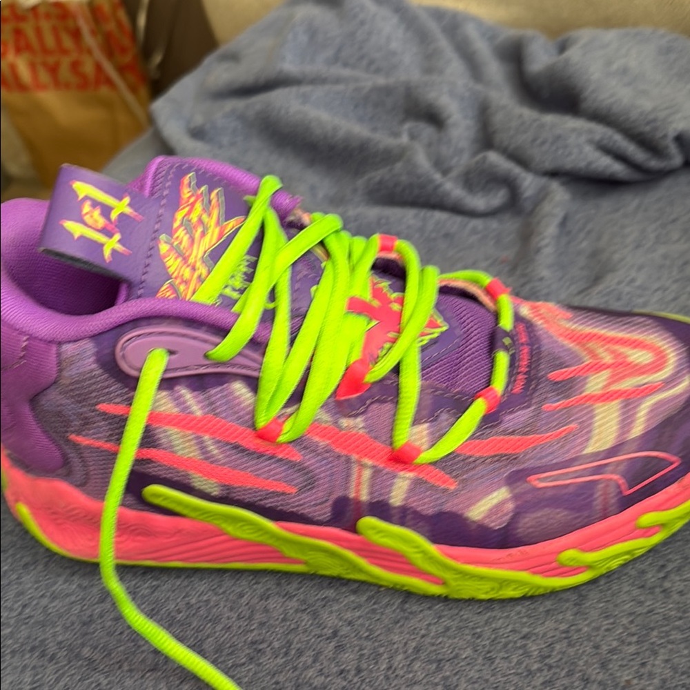 Vibrant Purple and Neon Green Sneakers